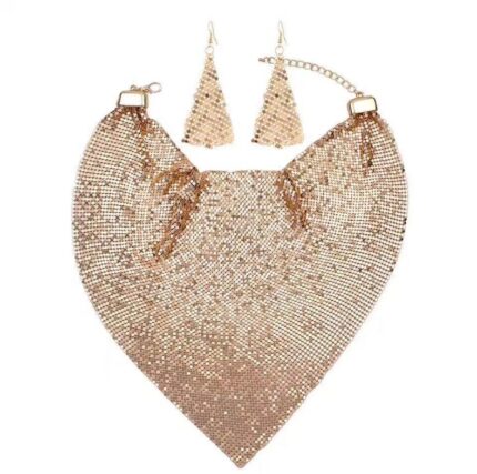 Set mit 3 dreieckigen Schal-Halsketten-Ohrringen