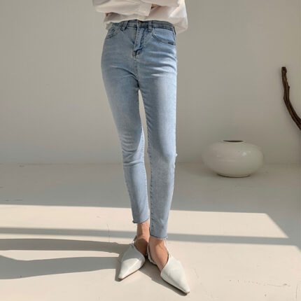 Skinny Jeans Damen Frühling Neue Hohe Taille Schlank Bleistift