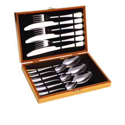 Edelstahl-Steak-Besteck-Set Western-Besteck Besteck-Set Geschenk-Box Holz-Box Besteck